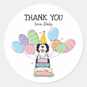 Zwart & Wit Sheepadoodle Favor Tags Sticker