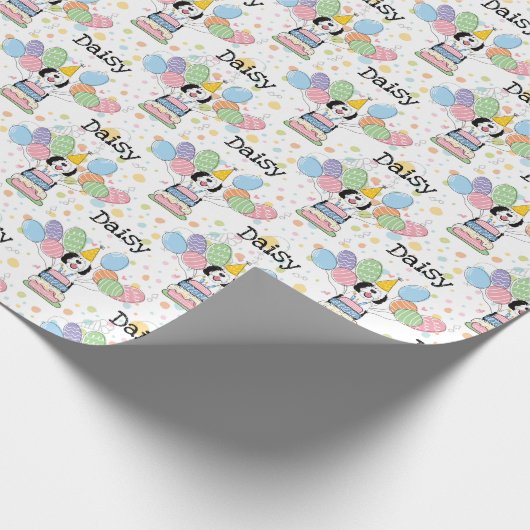 Zwart & Wit Sheepadoodle Hond Verjaardag Cadeaupapier (Hoek)