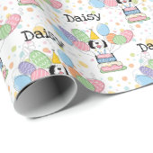 Zwart & Wit Sheepadoodle Hond Verjaardag Cadeaupapier (Rol Hoek)