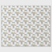 Zwart & Wit Sheepadoodle Hond Verjaardag Cadeaupapier (Vlak)