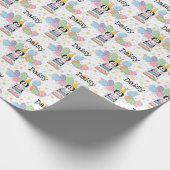 Zwart & Wit Sheepadoodle Hond Verjaardag Cadeaupapier (Hoek)