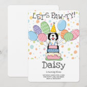 Zwart & Wit Sheepadoodle Hond Verjaardagsfeest Kaart (Voorkant / Achterkant)