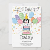 Zwart & Wit Sheepadoodle Hond Verjaardagsfeest Kaart (Voorkant)