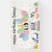 Zwart & Wit Sheepadoodle Hond Verjaardagsfeest Spandoek (Verticaal)