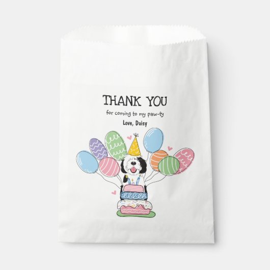 Zwart & Wit Sheepadoodle Verjaardagsfeest Bedankzakje (Voorkant)