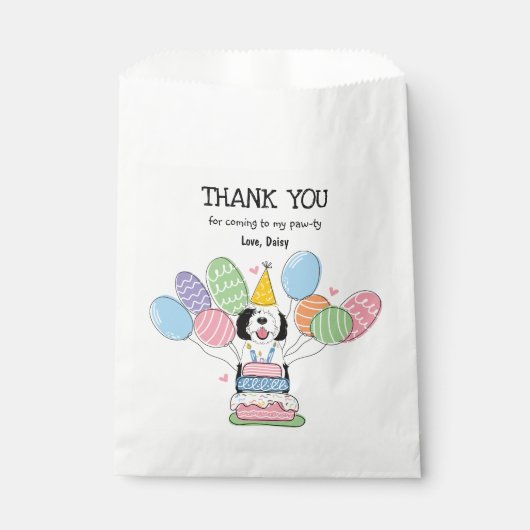 Zwart & Wit Sheepadoodle Verjaardagsfeest Bedankzakje (Voorkant)
