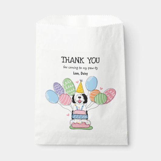 Zwart & Wit Sheepadoodle Verjaardagsfeest Bedankzakje (Voorkant)