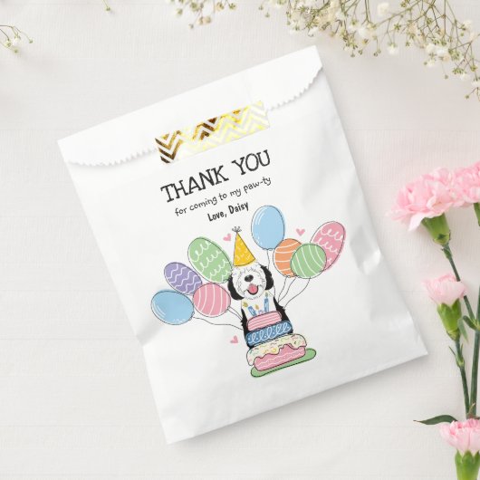 Zwart & Wit Sheepadoodle Verjaardagsfeest Bedankzakje (Gezegeld)