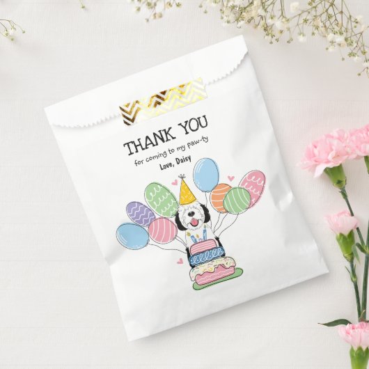 Zwart & Wit Sheepadoodle Verjaardagsfeest Bedankzakje (Gezegeld)