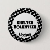Zwart & Wit Shelter Vrijwilliger ID Badge Button (Voorkant)