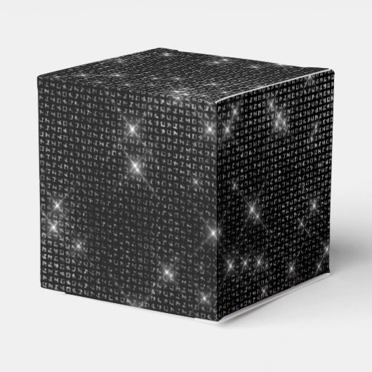 Zwart-wit Shimmer Monogram - Jouw namen toevoegen Bedankdoosjes (Achterkant)