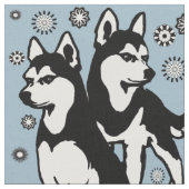 Zwart-wit Siberische Huskies Stof (Close Up)