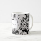 Zwart-wit Siberische tijger, monogram afdruknaam Koffiemok (Voorkant rechts)