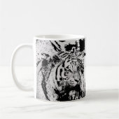 Zwart-wit Siberische tijger, monogram afdruknaam Koffiemok (Links)