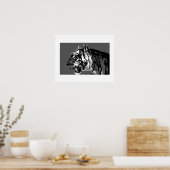 Zwart-wit Siberische Tijger Pop Art Poster Print (Keuken)