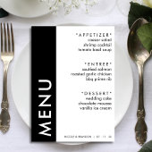 Zwart & Wit Side Stripe Bruiloft Receptie Menu