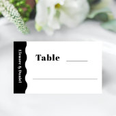 Zwart & Wit Side Wave Foto Trouwtafel Nummer Plaatskaartje