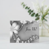 Zwart-wit sieraad, doe mee! uitnodiging briefkaart (Staand voorkant)