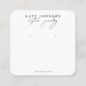 Zwart Wit Sieraden Houder Oorbel Display Script Vierkante Visitekaartje (Voorkant)