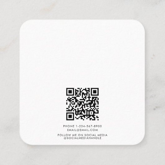 Zwart Wit Sieraden Houder Oorbel Display Script Vierkante Visitekaartje (Achterkant)