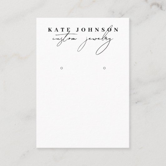 Zwart Wit Sieraden Houder Oorbel Display Script Visitekaartje (Voorkant)