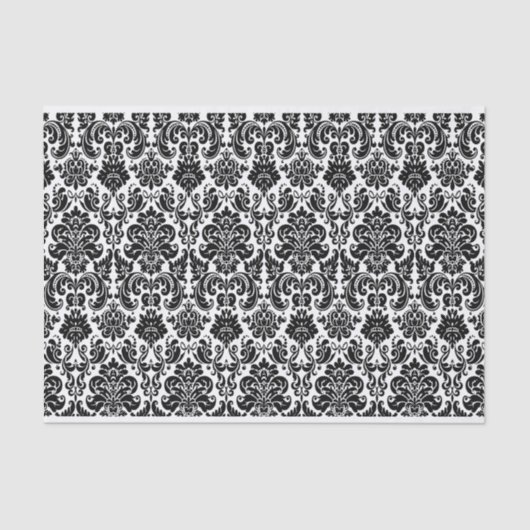 Zwart-wit sierdamast patroon tissuepapier (Voorkant)