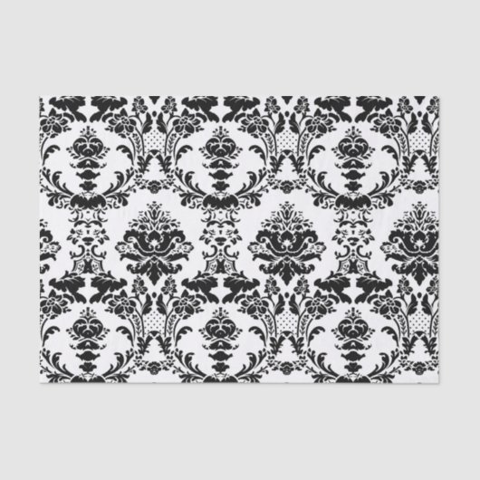 zwart-wit sierdamast patroon tissuepapier (Voorkant)