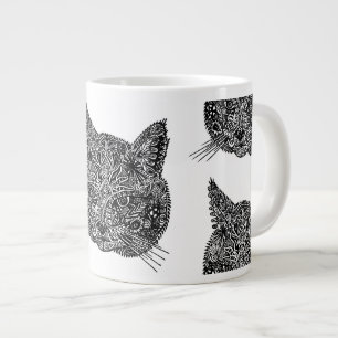 Zwart-wit sierkattenportret grote koffiekop