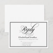 Zwart & Wit sierlijk script trouwkaart antwoordkaa Kaart (Voorkant / Achterkant)