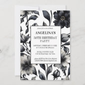 Zwart-wit  sierlijk verjaardagsfeestje kaart (Voorkant)