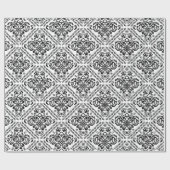 Zwart & wit sierlijk vintage damast cadeaupapier (Vlak)