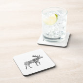 Zwart & Wit Sierlijke Wandelende Moose Silhouet Bier Onderzetter (Rechterzijde)