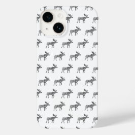 Zwart & Wit Sierlijke Wandelende Moose Silhouet Case-Mate iPhone 14 Hoesje
