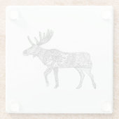 Zwart & Wit Sierlijke Wandelende Moose Silhouet Glazen Onderzetter (Achterkant)
