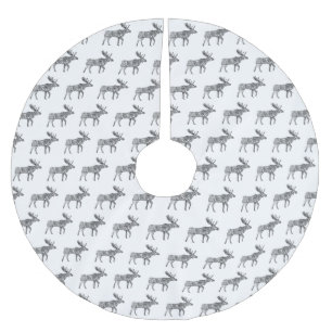 Zwart & Wit Sierlijke Wandelende Moose Silhouet Kerstboom Rok