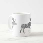 Zwart & Wit Sierlijke Wandelende Moose Silhouet Koffiemok (Voorkant links)