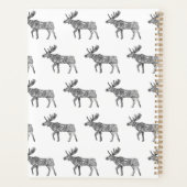 Zwart & Wit Sierlijke Wandelende Moose Silhouet Planner (Achterkant)