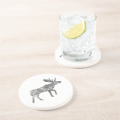 Zwart & Wit Sierlijke Wandelende Moose Silhouet Zandsteen Onderzetter (Zijkant)