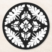 Zwart-wit  sierontwerp bruiloft ronde kartonnen onderzetter (Voorkant)