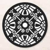Zwart-wit  sierontwerp bruiloft ronde kartonnen onderzetter (Voorkant)
