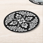 Zwart-wit  sierontwerp bruiloft ronde kartonnen onderzetter (Gebogen)