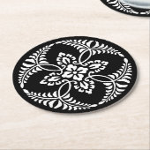 Zwart-wit  sierontwerp bruiloft ronde kartonnen onderzetter (Gebogen)
