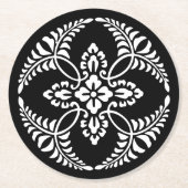 Zwart-wit  sierontwerp bruiloft ronde kartonnen onderzetter (Voorkant)