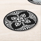 Zwart-wit  sierontwerp bruiloft ronde kartonnen onderzetter (Gebogen)