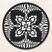 Zwart-wit  sierontwerp bruiloft ronde kartonnen onderzetter (Voorkant)