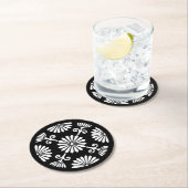 Zwart-wit  sierontwerp bruiloft ronde kartonnen onderzetter (Insitu)
