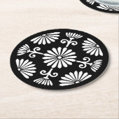 Zwart-wit  sierontwerp bruiloft ronde kartonnen onderzetter (Gebogen)