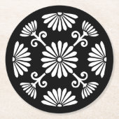 Zwart-wit  sierontwerp bruiloft ronde kartonnen onderzetter (Voorkant)