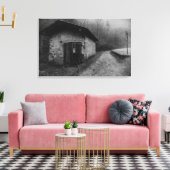 Zwart-wit Silent Hill olieverfschilderij Canvas (Insitu (Woonkamer))