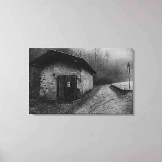 Zwart-wit Silent Hill olieverfschilderij Canvas (Voorkant)